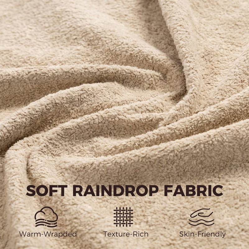 Close-up of the soft raindrop velvet fabric texture on the rocking chair