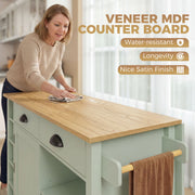 Woman wiping the oak-effect veneer MDF worktop beside the towel bar