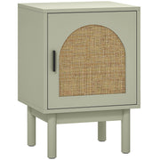 Light green rattan bedside table with arch door, studio shot