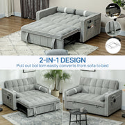 2-in-1 design shown pulling out from sofa to bed with side pocket and frame close-ups