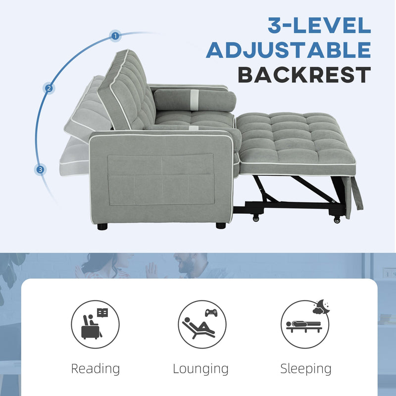 3-level adjustable backrest shown in reading, lounging and sleeping positions