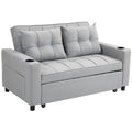 Homcom light grey two seater pull-out sofa bed, studio shot with pillows