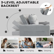 Three-level adjustable backrest diagram with reading, lounging and sleeping icons