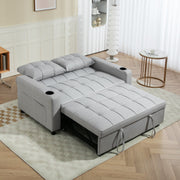 Sofa bed shown pulled out into bed position in a room setting