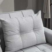 Close-up of the tufted cushion texture and stitching detail