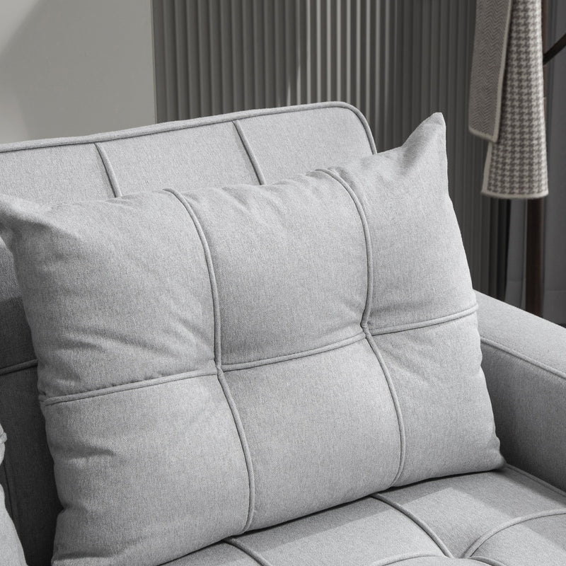 Close-up of the tufted cushion texture and stitching detail