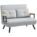 Homcom light grey velvet 4-in-1 sofa bed in loveseat mode, studio shot
