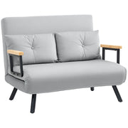 Homcom light grey velvet 4-in-1 sofa bed in loveseat mode, studio shot