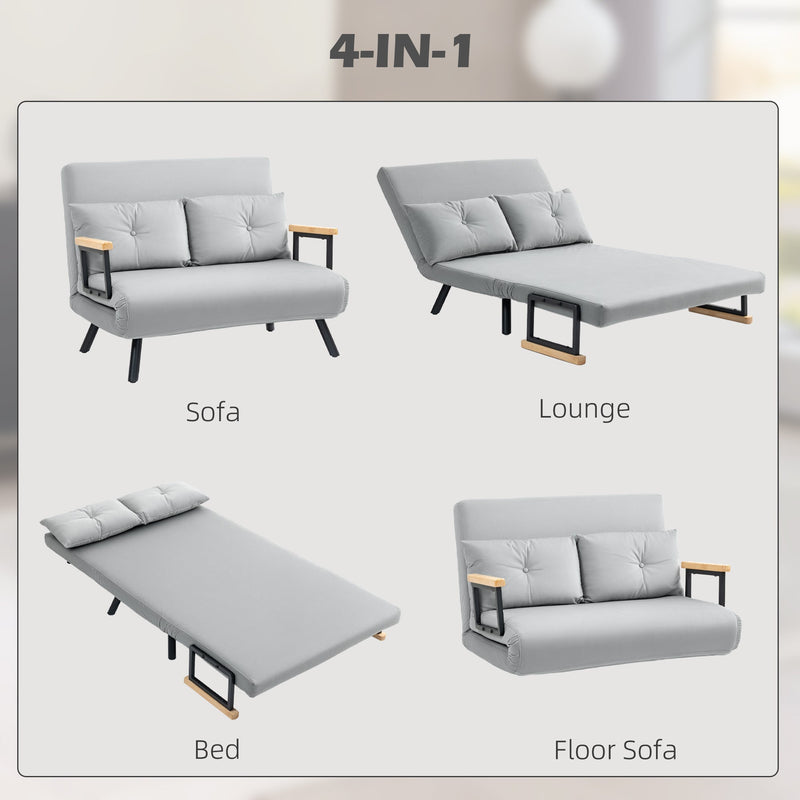 Four configuration montage showing Sofa, Lounge, Bed and Floor Sofa modes