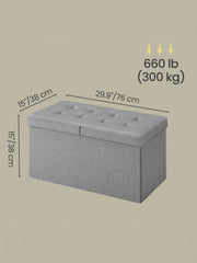 Dimensions diagram of ottoman, 76 x 38 x 38 cm, 300 kg load capacity