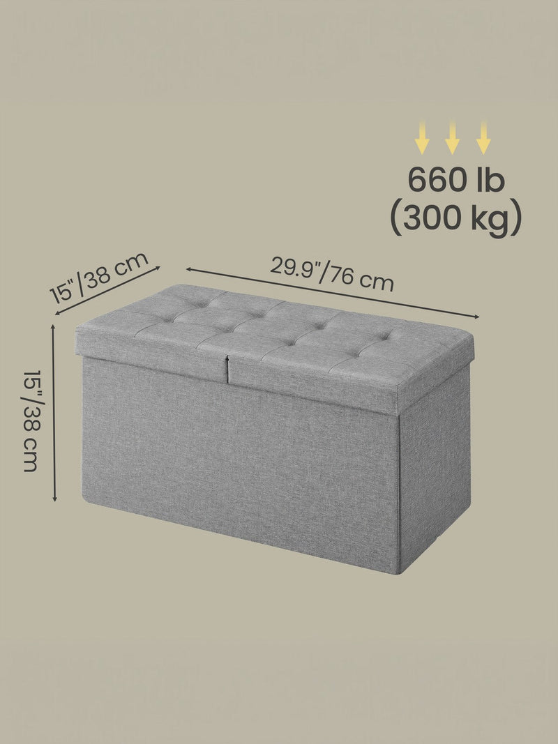 Dimensions diagram of ottoman, 76 x 38 x 38 cm, 300 kg load capacity