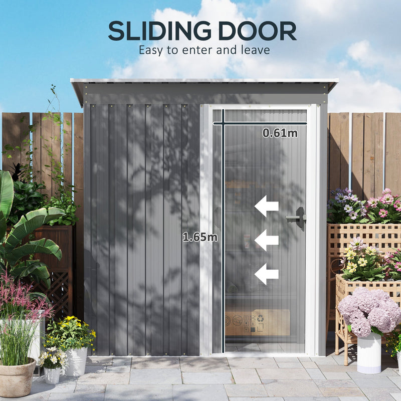 Front view of the sliding door, with the opening measured at 0.61 m wide and 1.65 m high