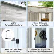 Panel showing the vents, clear windows, supplied lock and keys and double sliding doors