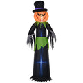 Outsunny light-up Halloween pumpkin man decoration in a top hat on a white studio background