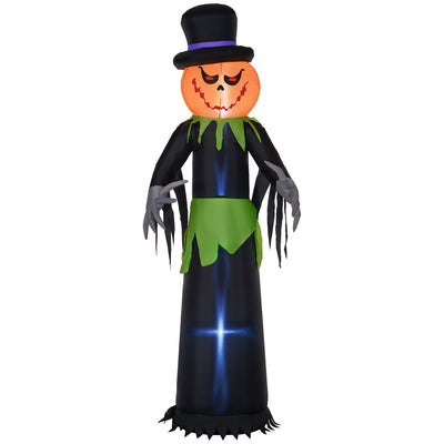 Outsunny light-up Halloween pumpkin man decoration in a top hat on a white studio background