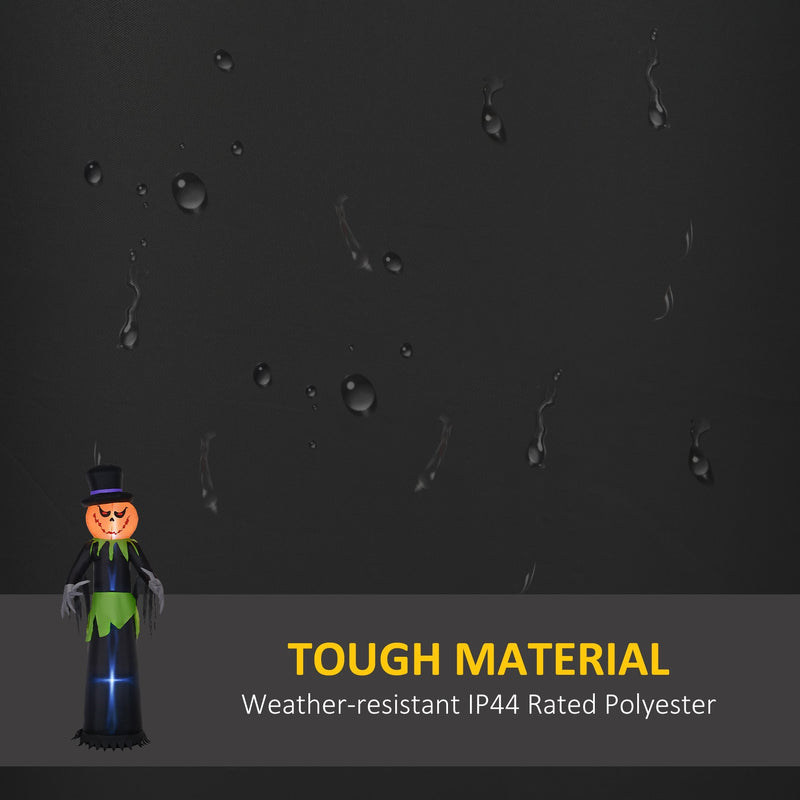 Close-up of the weather-resistant IP44 rated polyester fabric on the Outsunny pumpkin man decoration