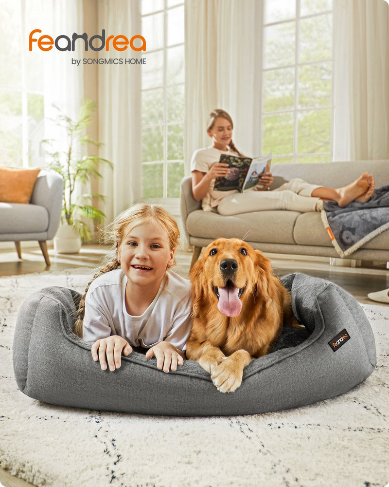 Feandrea by Songmics Home lifestyle shot of linen-look dog bed