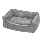 Linen-look dog bed with raised edges in light grey by Feandrea, front view