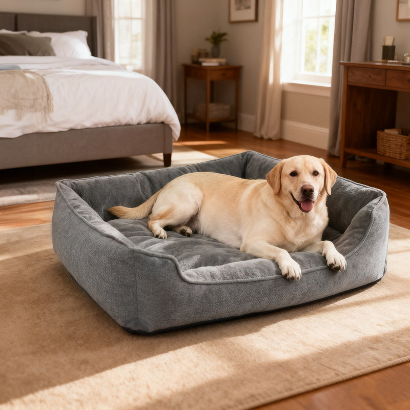 Underside of the dog bed showing the grip-friendly base