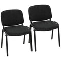 Two Homcom black linen-look fabric reception chairs with steel four-leg frames