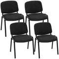 Four Homcom black linen-look fabric reception chairs with steel four-leg frames