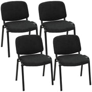 Four Homcom black linen-look fabric reception chairs with steel four-leg frames