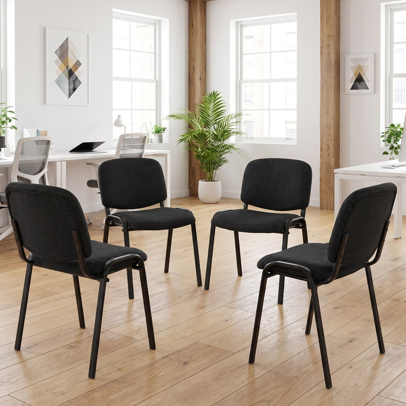 Four Homcom reception chairs arranged in a circle in an open-plan office