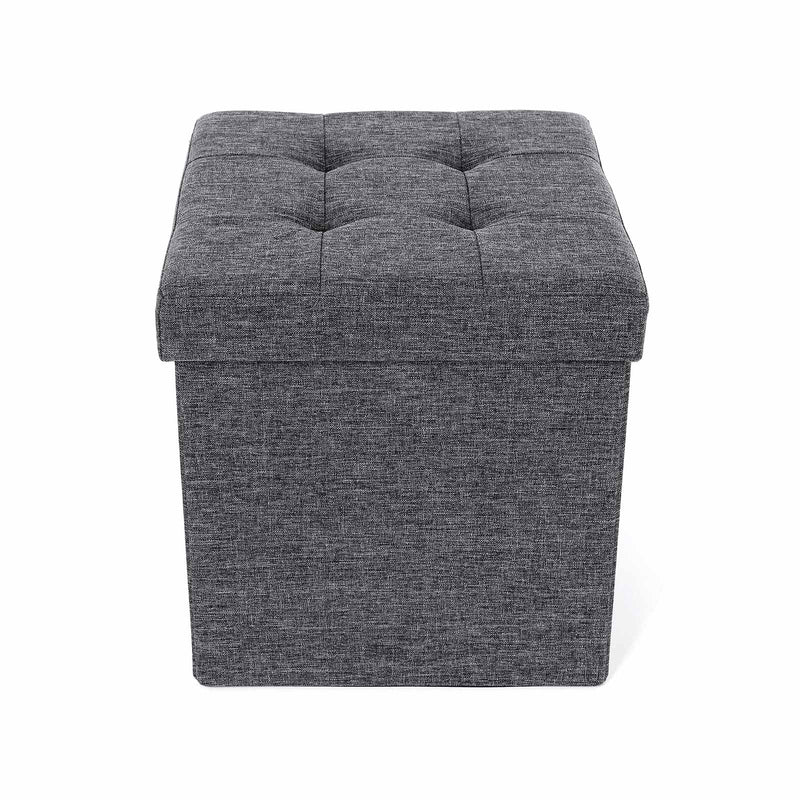 Songmics storage ottoman with lid open showing hidden storage space