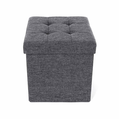 Songmics storage ottoman with lid open showing hidden storage space