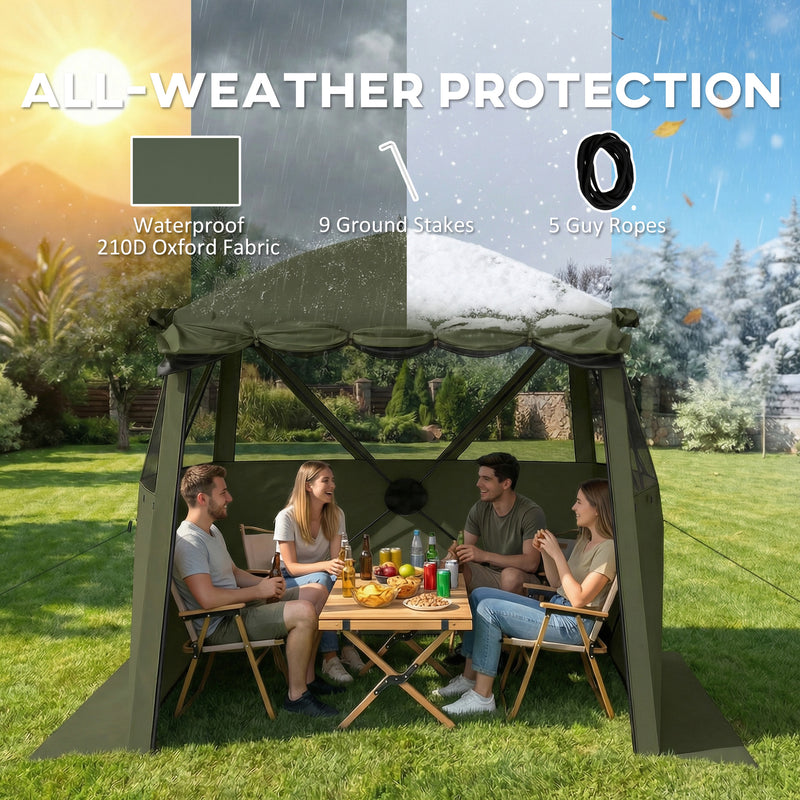 Pop Up Gazebo with Mesh Windows for Sun and Rain Shelter Easy Setup Outsunny