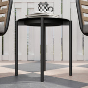 3 Piece Black Rattan Bistro Set with Cushions and Glass Top Table for Patio