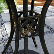 78 cm Round Garden Dining Table Cast Aluminium with Parasol Hole Bronze Tone by Outsunny