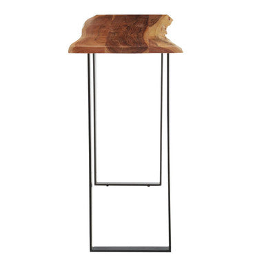 Side profile of the console table showing the 40cm depth and angular iron leg