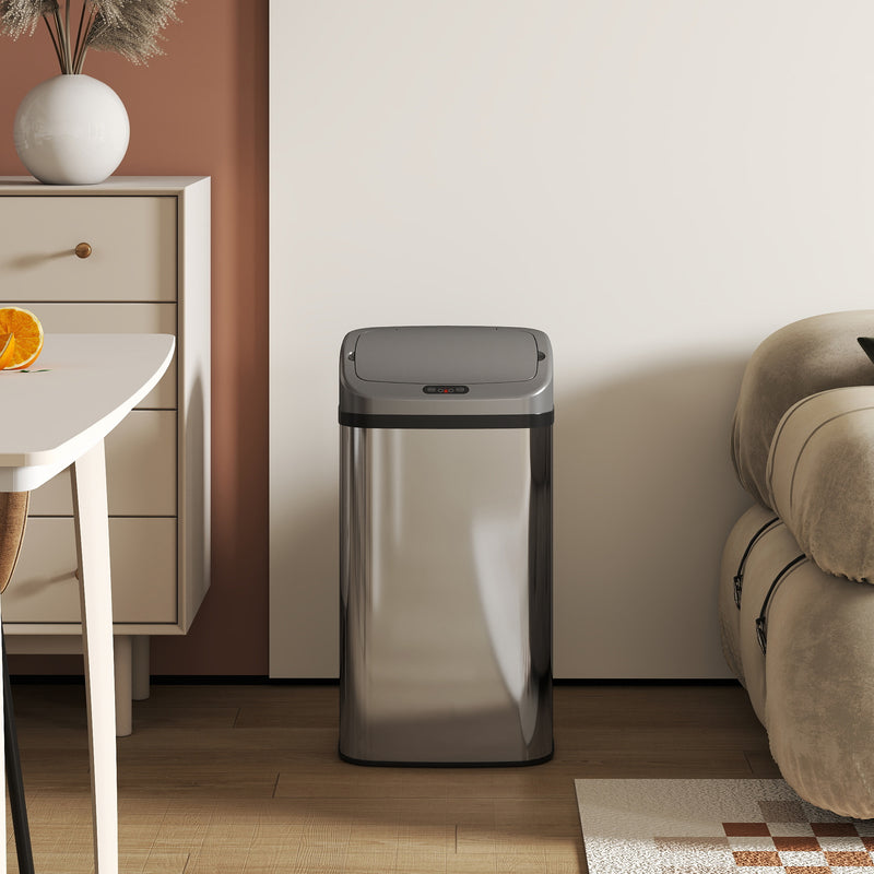 48L Motion Sensor Kitchen Bin with Hands Free Lid and Soft Close Feature Silver