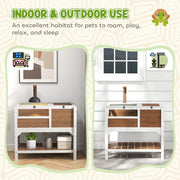 Wooden Tortoise House with Shelter Run Shelf Lamp Holder and Tray Brown by PawHut