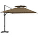 Khaki Cantilever Garden Parasol with Solar LED Lights and UPF50+ Sun Shade by Outsunny