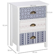 Set of 2 Three Drawer Bedside Tables with Metal Handles for Bedroom or Lounge Purple AOSOM