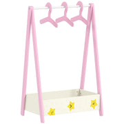Kids Clothing Rail with Hangers and Storage Shelf Star Design for Bedroom Ages 3 to 6 Pink AOSOM