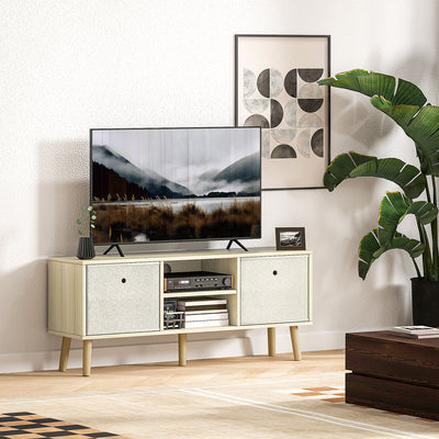 TV Cabinet Stand for TVs up to 50 inch with Foldable Drawers Natural by HOMCOM