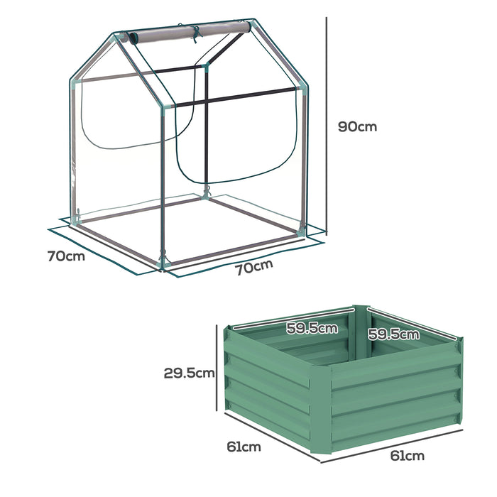 Green 61 x 61cm Garden Planter Bed with Protective Cover by Outsunny