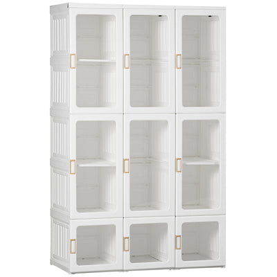 White Portable Clothes Wardrobe with Cube Storage and Hanging Rods by HOMCOM