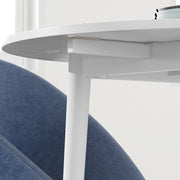 Folding Round Dining Table for 4 with Drop Leaf Space Saving Design for Small Kitchens White