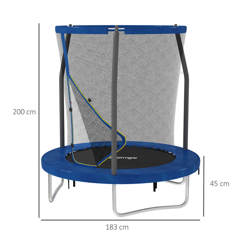 SPORTNOW 6ft Trampoline with Safety Enclosure Net, Steel Frame Outdoor Trampoline, with Edge, Safety Cover AOSOM