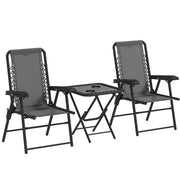 Three Piece Garden Table and Chair Set Dark Grey by Outsunny