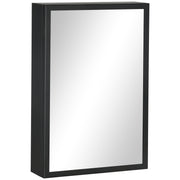 Wall Mounted Bathroom Mirror Cabinet With Storage Shelves Space Saving Design Black