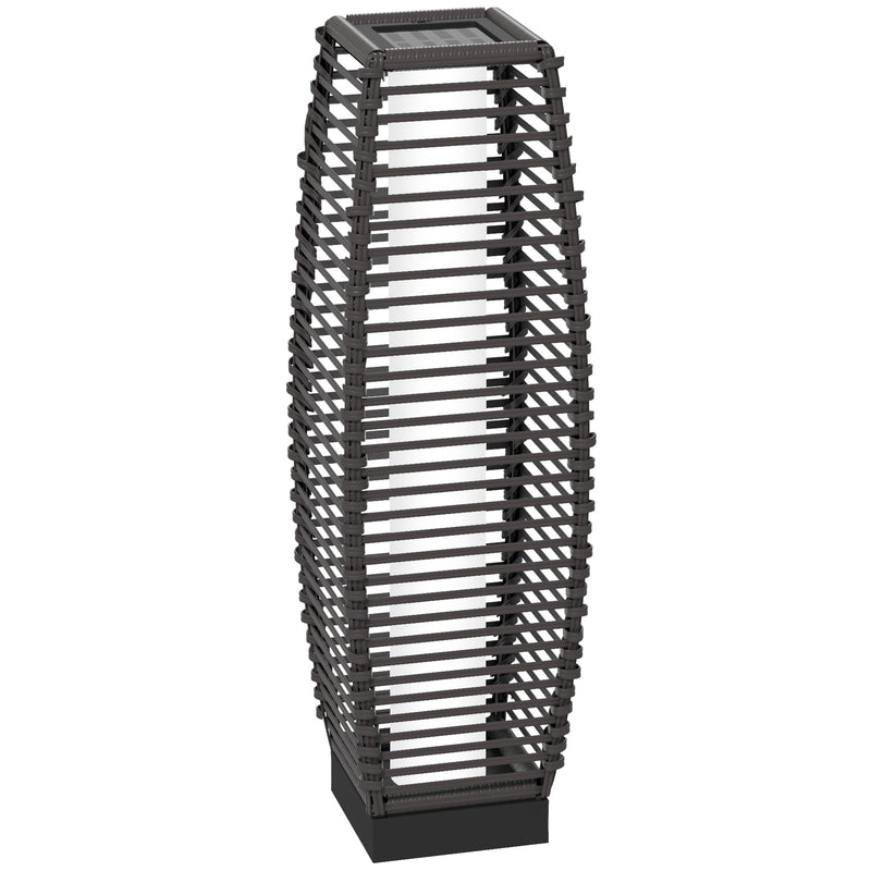 Grey 68cm Rattan Solar Floor Lamp With LED Light For Outdoor Garden Or Pathway Use