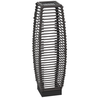 Grey 68cm Rattan Solar Floor Lamp With LED Light For Outdoor Garden Or Pathway Use
