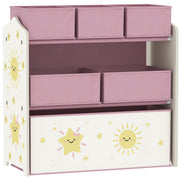 3 Tier Kids Toy Storage Unit with 6 Removable Bins Ideal for Bedroom or Playroom Pink 63 x 30 x 66cm