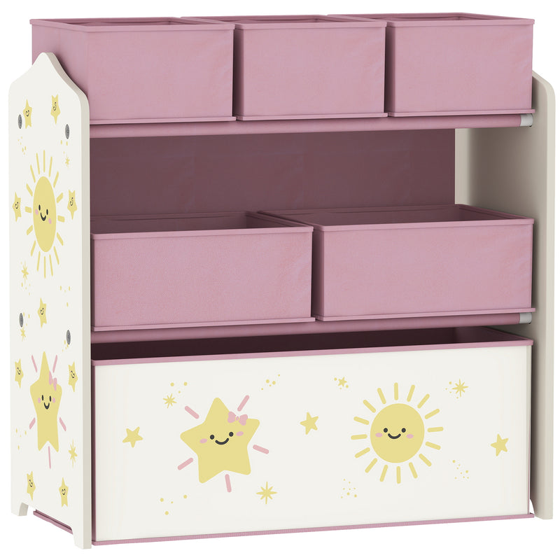 3 Tier Kids Toy Storage Unit with 6 Removable Bins Ideal for Bedroom or Playroom Pink 63 x 30 x 66cm