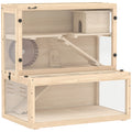 Hamster and Gerbil Cage with Easy Access Panels for Quick Cleaning Natural Wood